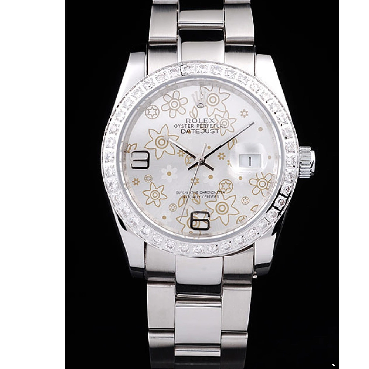 Good copy rolex watches Stainless Flowers Plated Silver Polished 98081 Diamond Dial Rolex Steel Datejust 0805
